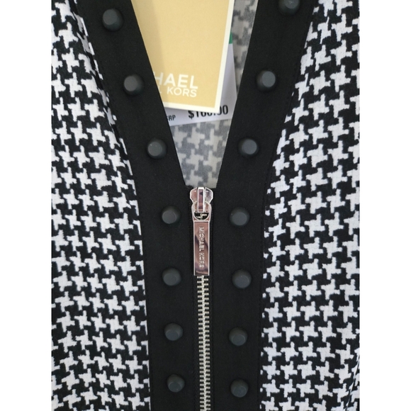 NWT Michael Kors Houndstooth Collar Belted Dress Office Corpcore Stretch Size‎ L - Picture 6 of 10